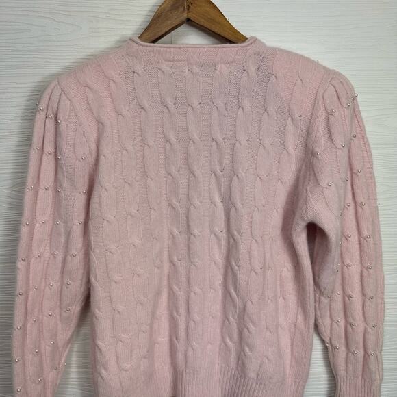 Vintage Yarn Works Lambswool and Angora Blend Pink Pearl Studded Sweater - Picture 9 of 10